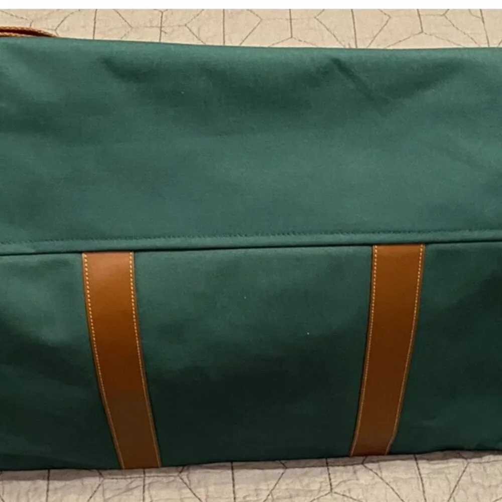 Vintage Ralph Lauren Green Weekender Travel Tote Bag Duffle Buckles Strap Large
